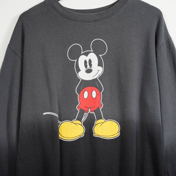 Mickey Mouse Ombré Sweatshirt Double sided Size M Black / Gray - Picture 3 of 7